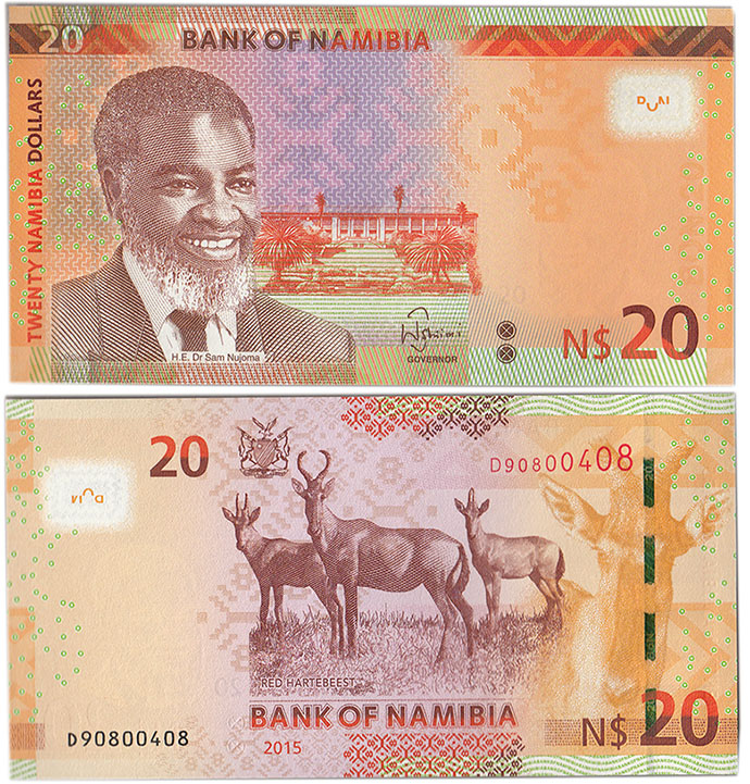 NAMIBIA 20 Dollars 2015 Fior di Stampa