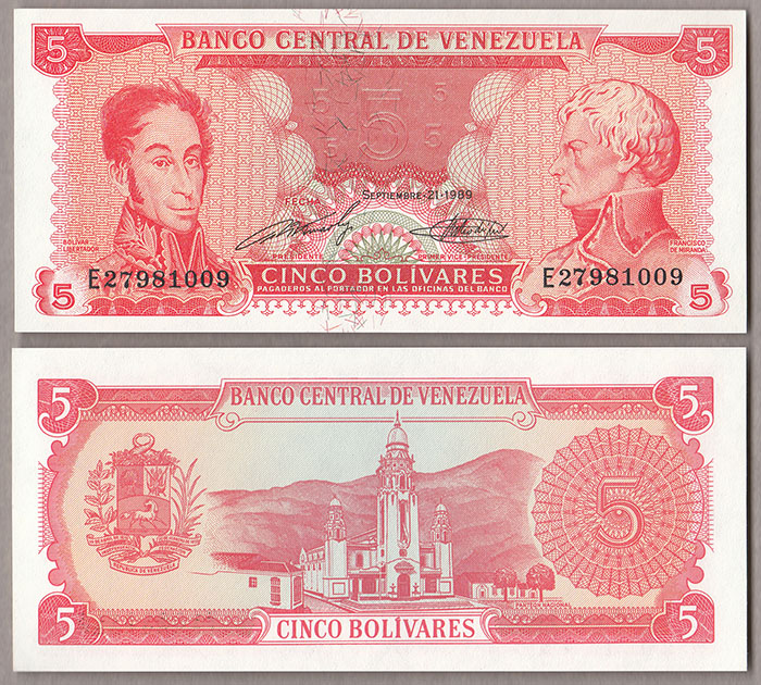 VENEZUELA 5 Bolivares 1989 Fior di Stampa