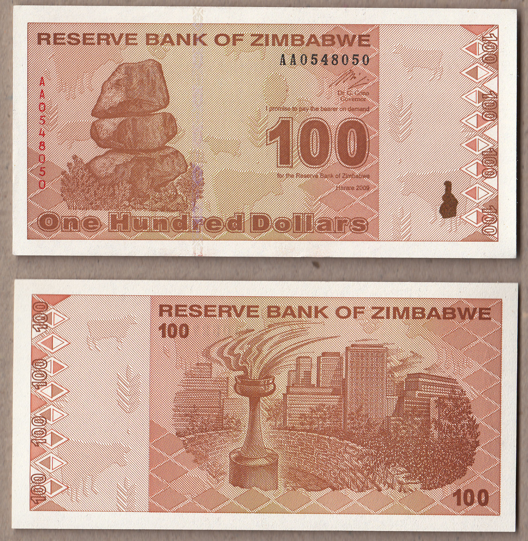 ZIMBABWE 100 Dollars 2009 Fds