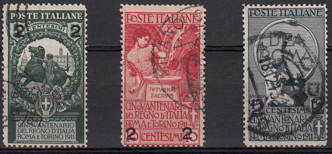 1913 Francobolli del 1911 soprastampati 3 Valori Serie Usata Sassone 99-101