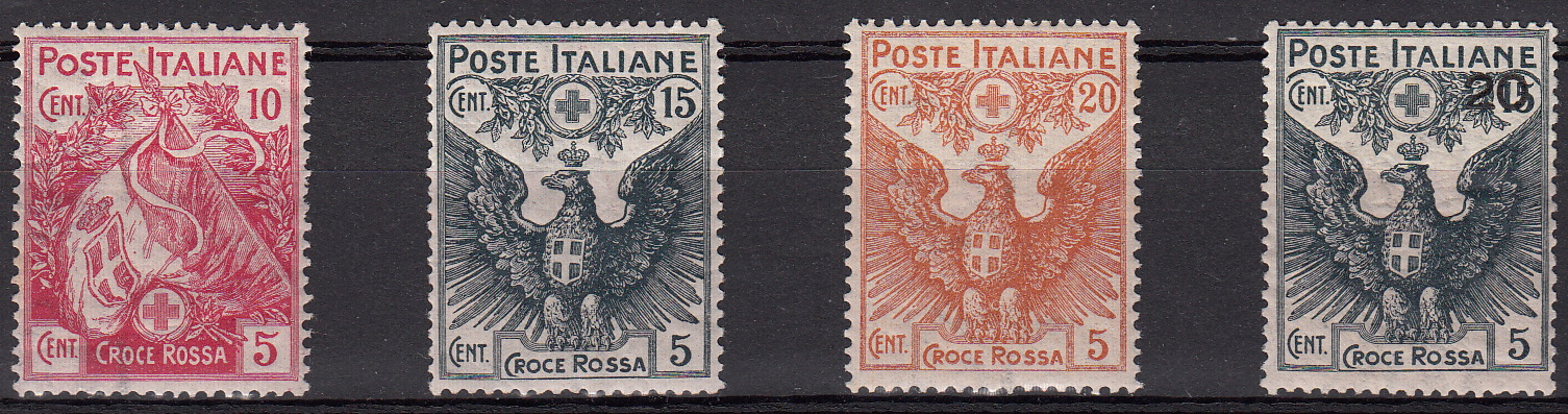 1915 Pro Croce Rossa 4 Valori Serie Integra Sassone 102-5