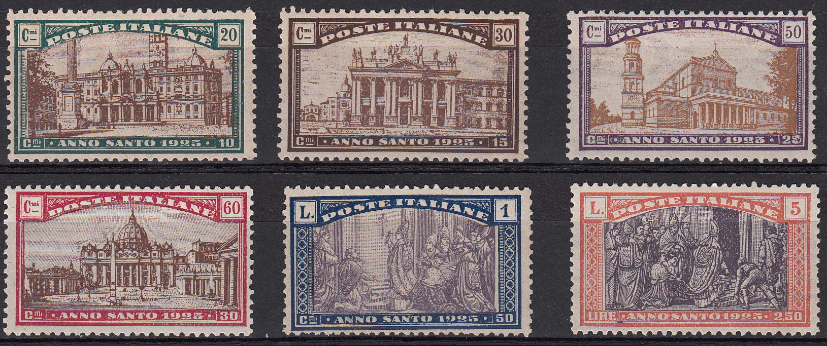 1924 Anno Santo 1925 6 Valori Serie Integra Sassone 169-74