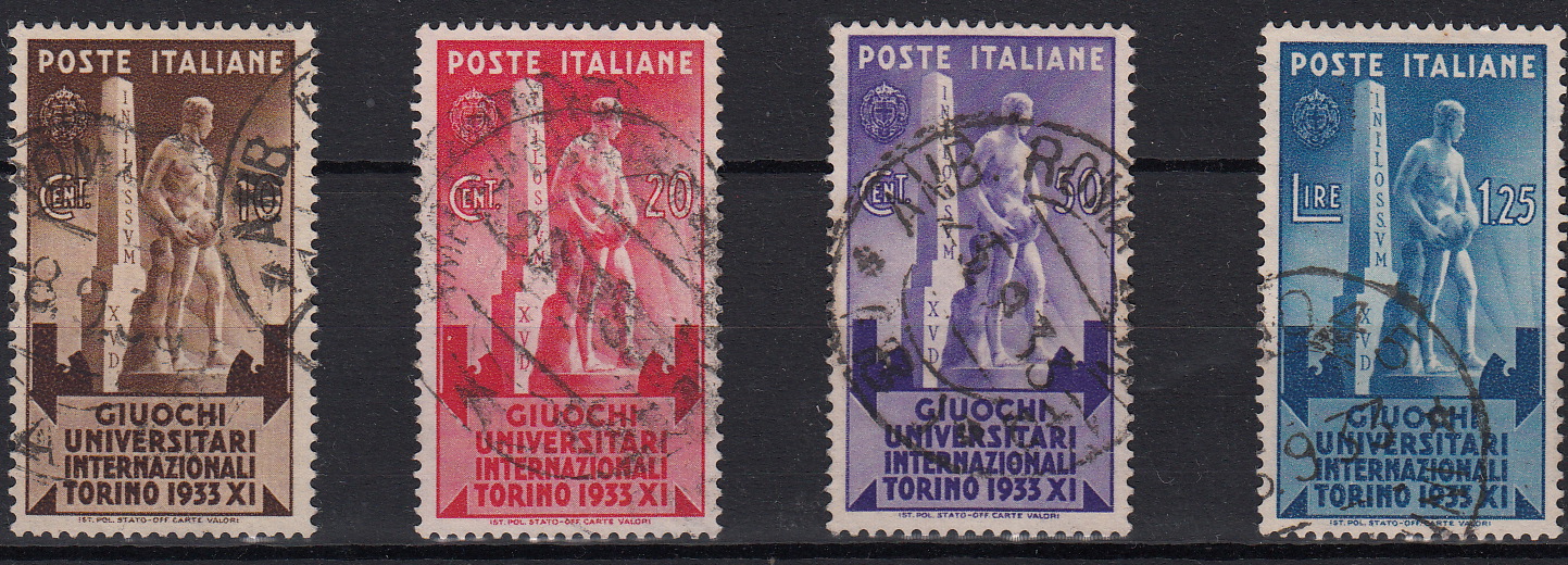 1933 Giochi Universitari Internazionali a Torino 4 Valori Serie Usata Sassone 341-4