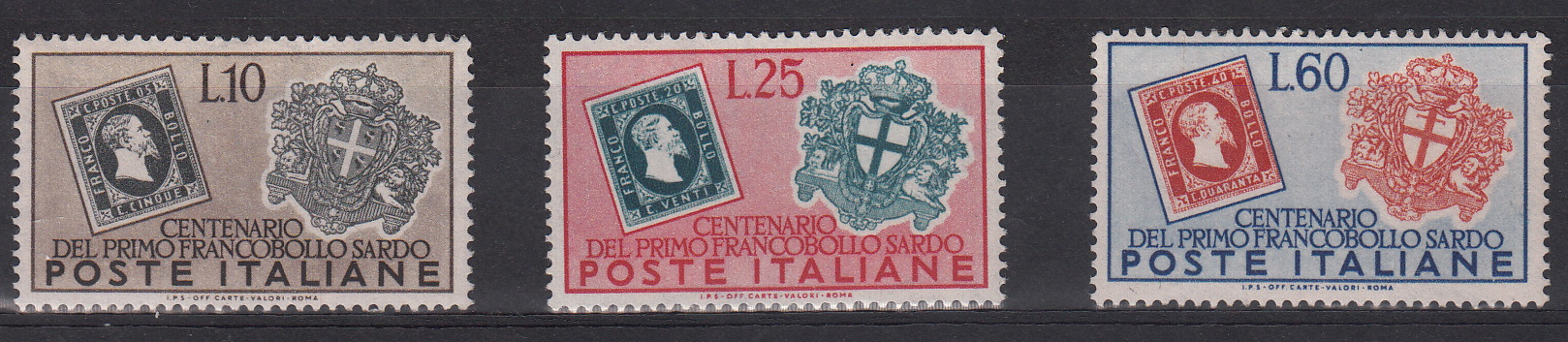 1951 Centenario dei Primi Francobolli Sardi Nuovi Perfetti non Linguellati 3 Val Sassone 672-4