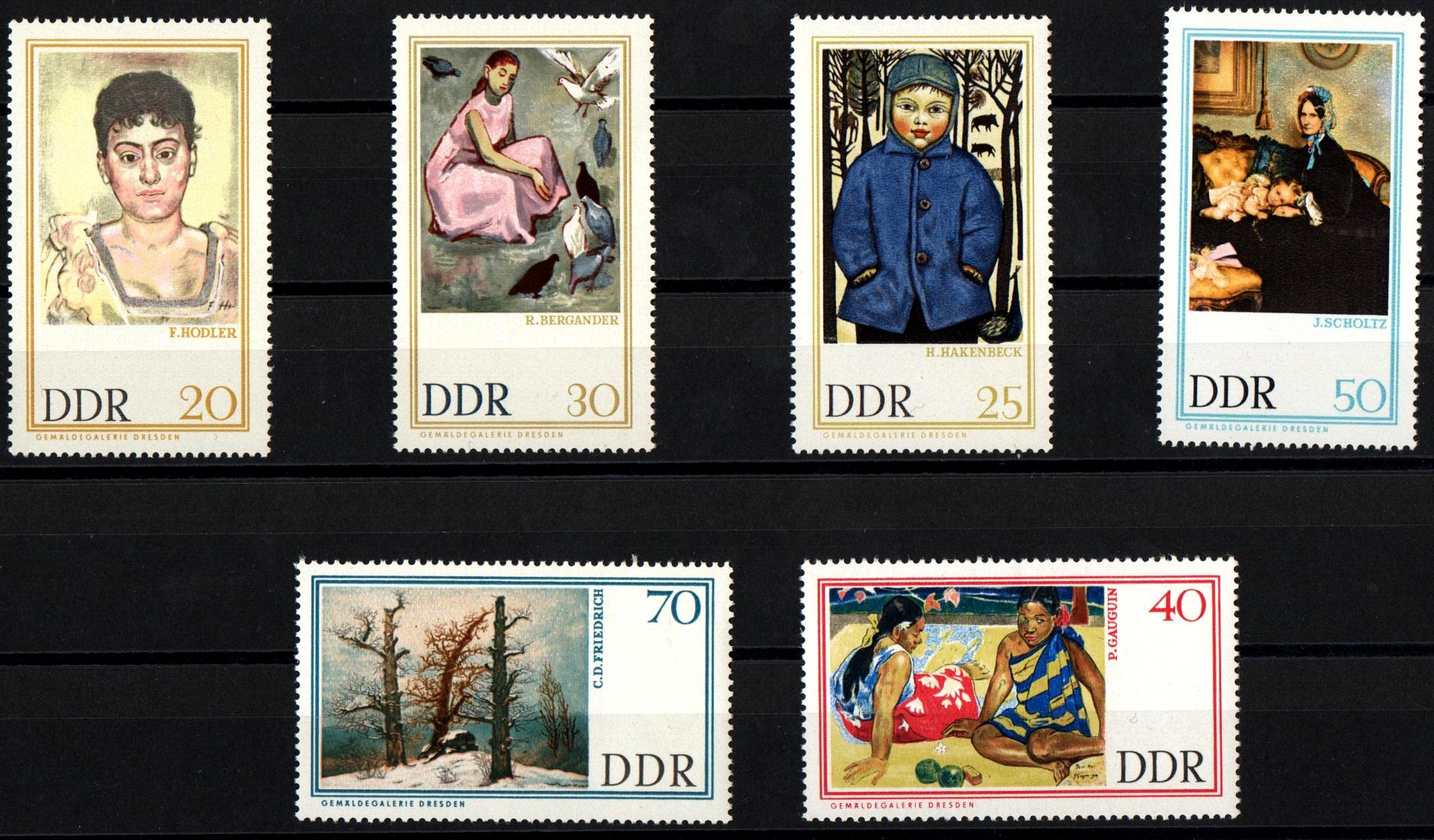 DDR 1967 francobolli serie completa nuova Yvert e Tellier 963-8 Paul Gauguin