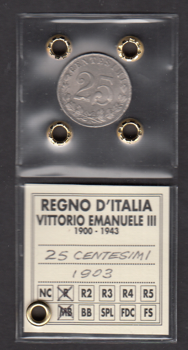 Regno Italia 25 Centesimi 1903 Vittorio Emanuele III Rara SPL