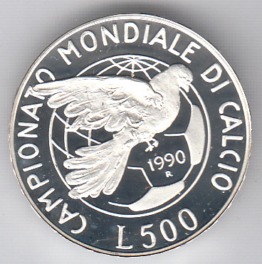 1990 - 500 Lire Mondiali Calcio 1990 Ag. Fondo Speccio