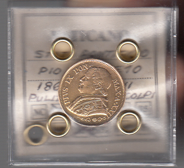 Pio IX 10 Lire Oro 1867 Anno XXII BB+