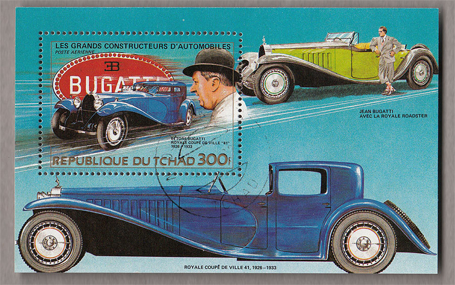 CHAD Foglietto timbrato Bugatti D'Epoca