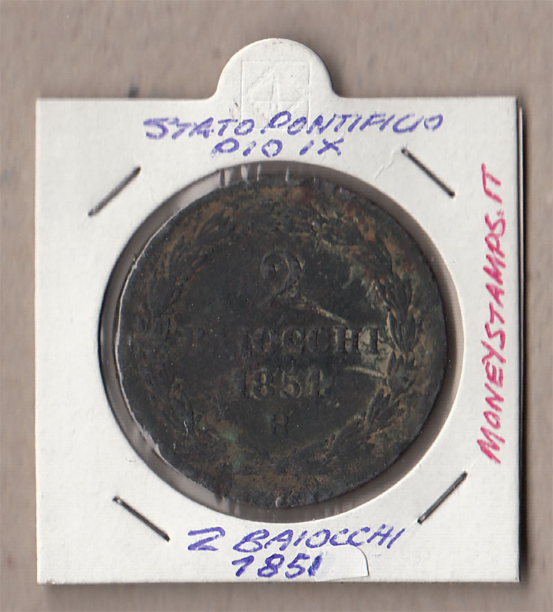 1851 PIO IX 2 Baiocchi  Rame