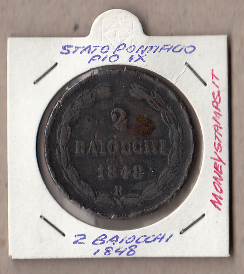 1848 PIO IX 2 Baiocchi Rame