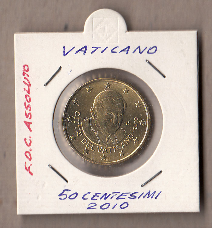 2010 50 CENTESIMI PAPA Benedetto XVI Fdc