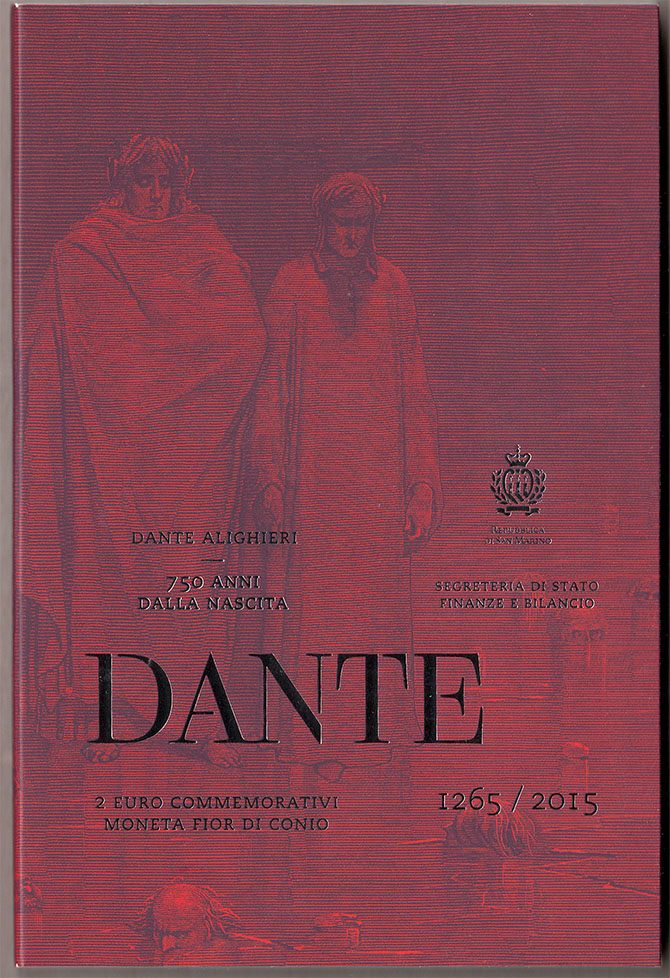 2015 - 750 anniversario nascita di Dante Alighieri 2 € in Folder San Marino