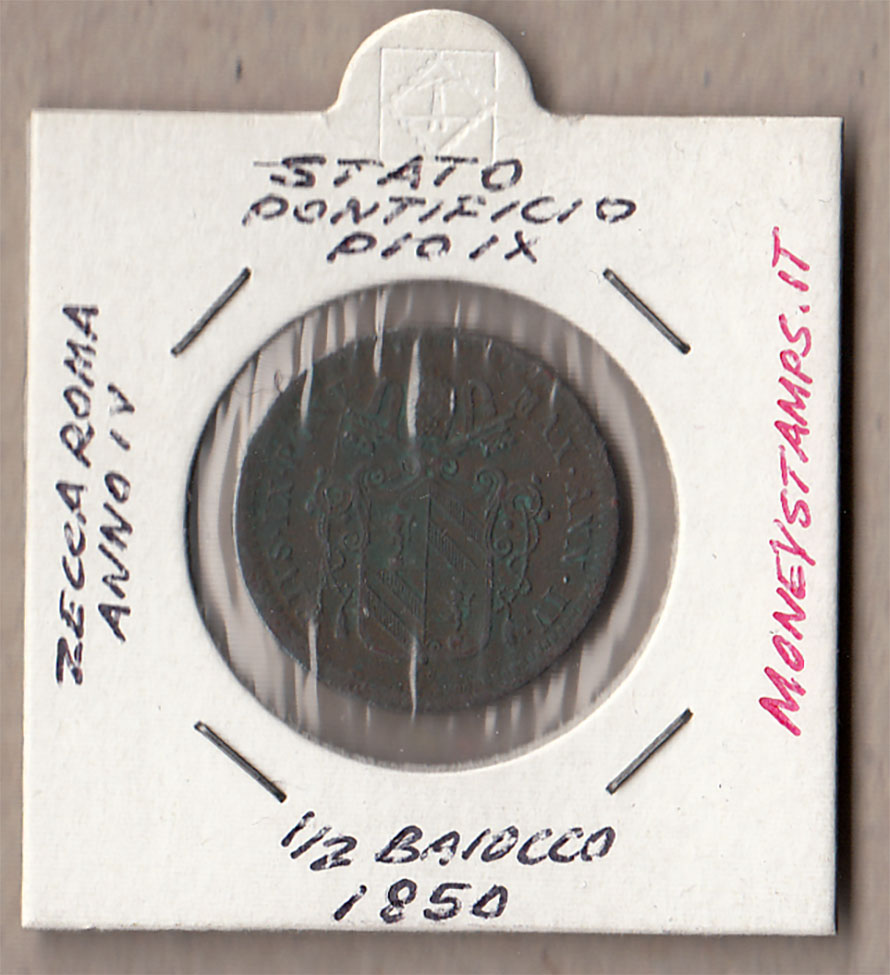 1850 PIO IX 1/2 Baiocco  Rame