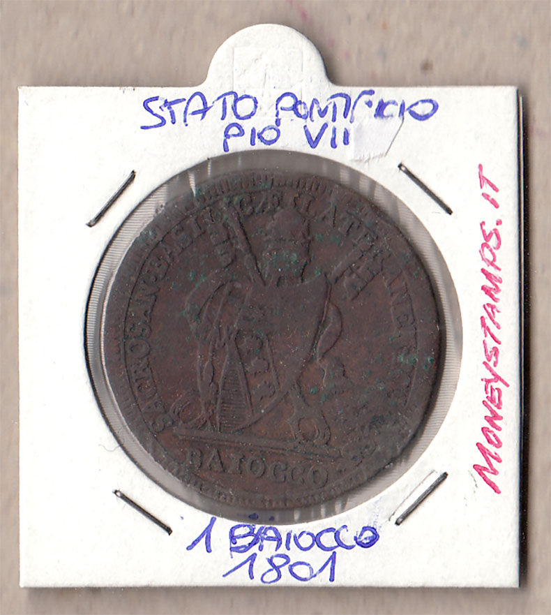 1801 PIO VII 1 Baiocco  Rame