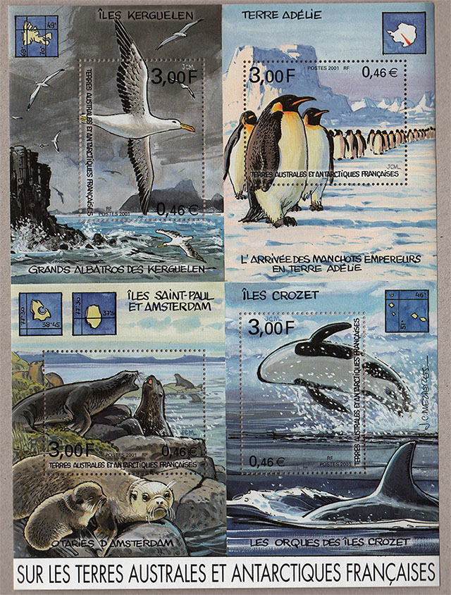 TERRE AUSTRALI E ANTARTICHE FRANCESI 2001 Minifoglio Fauna