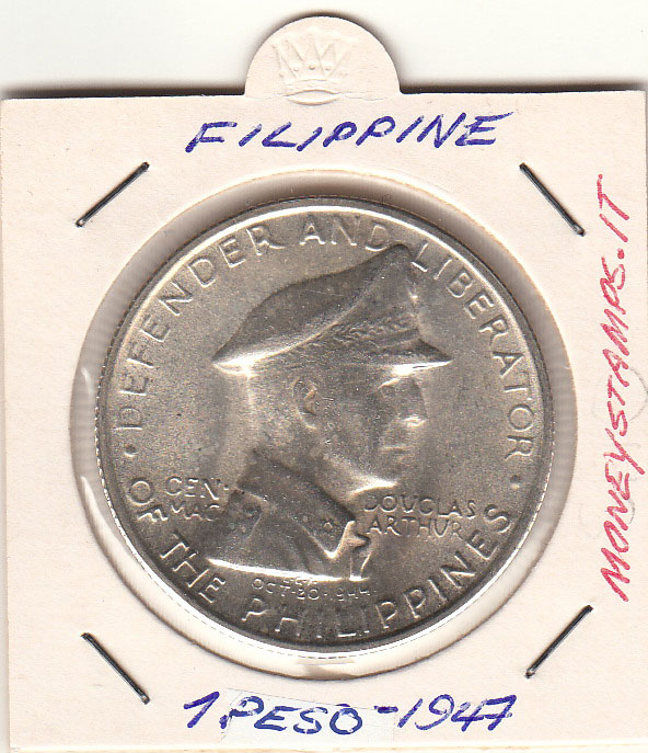 FILIPPINE Peso 1947 Argento KM# 185 Douglas Arthur Circolata