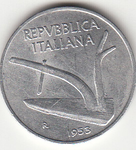 1953 Lire 10 Spiga Buona Conservazione Italia
