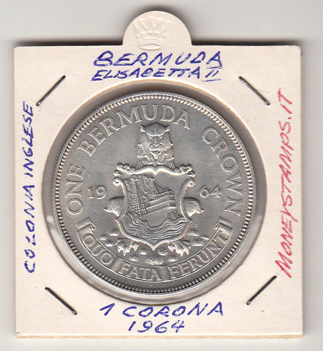 BERMUDA 1 Corona 1964 Colonia Inglese Argento