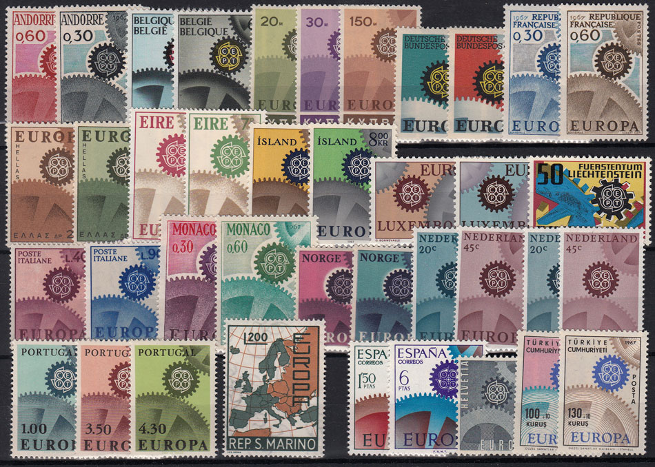 1967 annata completa Europa CEPT Integri 39 valori Qualità Lusso con Olanda con fosforo