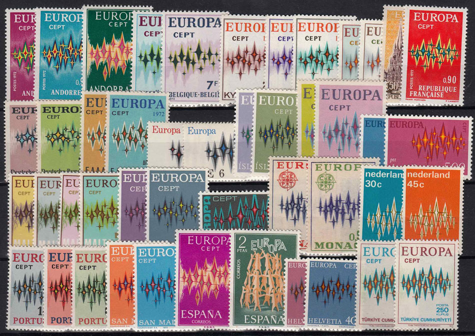 1972 annata completa Europa CEPT Integri 46 valori Qualità Lusso