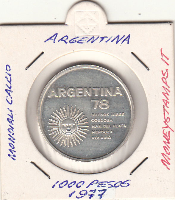 ARGENTINA 1000 Pesos 1977 Argento Campionato del Mondo di Calcio Argentina 1978