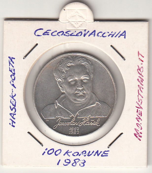 CECOSLOVACCHIA 1983 100 Korun Jaroslav Hasek Argento