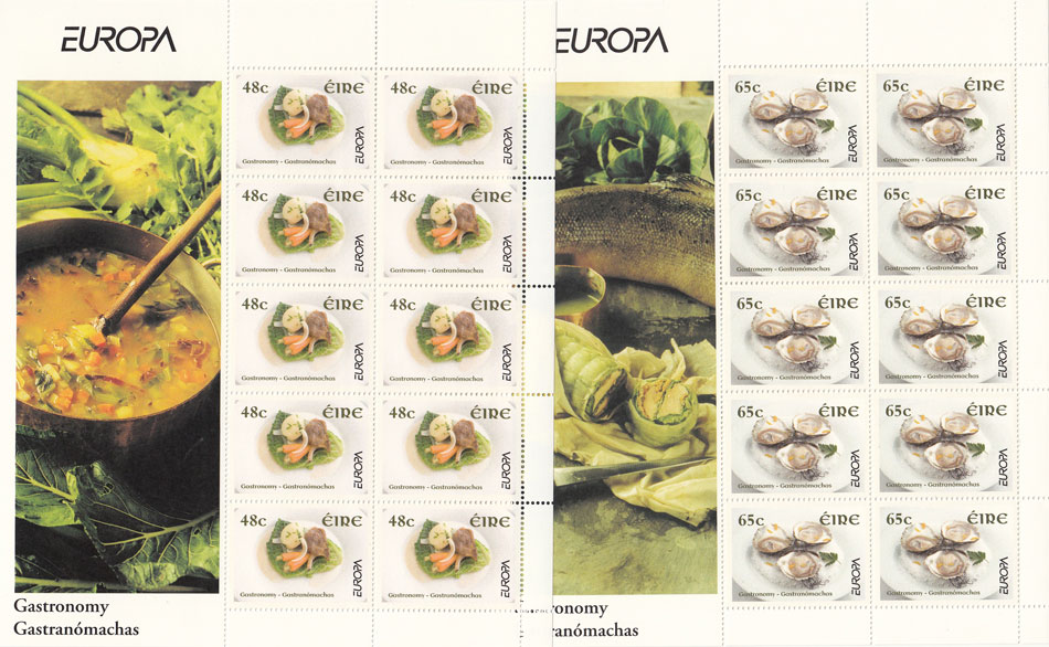 2005 2 Minifogli Irlanda Europa CEPT Gastronomia 10 valori x 2 integri