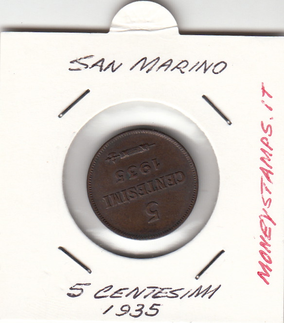 1935 5 Centesimi Rame San Marino buona conservazione