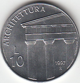 1997 10 Lire Italma L'Architettura Fior di Conio San Marino