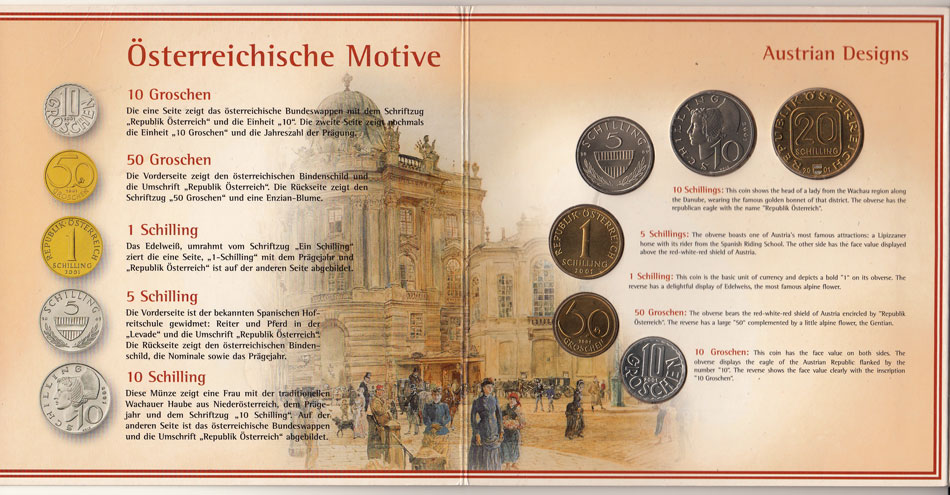 2001 - AUSTRIA  set monete di zecca 6 pezzi  Fior di Conio