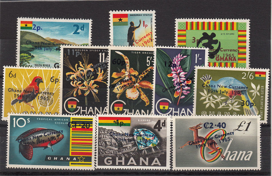 GHANA 1965 francobolli tematica Fauna Yvert e Tellier serie completa 201-11