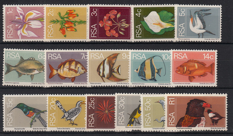 SUD AFRICA 1974 francobolli tematica Fauna Yvert e Tellier  359/74