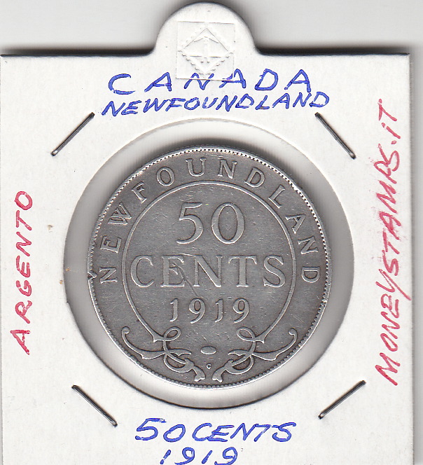 1919 CANADA TERRANOVA 50 cent Giorgio V argento KM#11