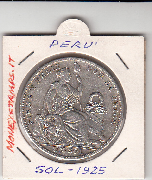 PERU' 1 Sol argento Stemma Nazionale - Seated Liberty 1925