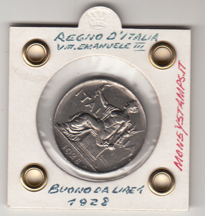 1928 1 Lira Buono Sigillato Italia Seduta Vittorio Emanuele III