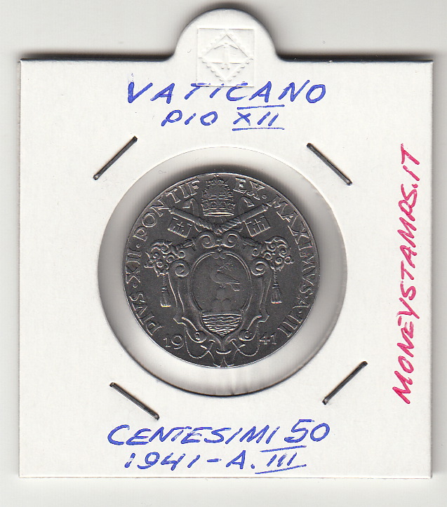 1941 50 Centesimi Acmonital Fdc Pio XII