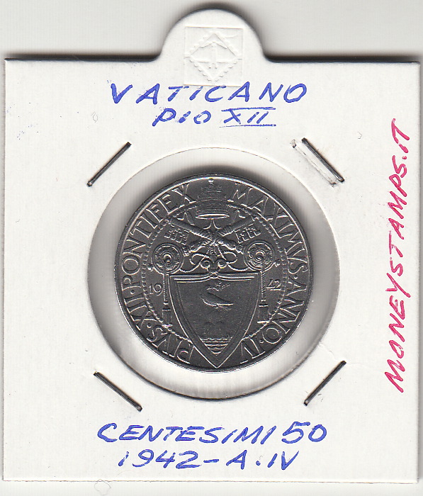 1942 50 Centesimi Acmonital Fdc Pio XII