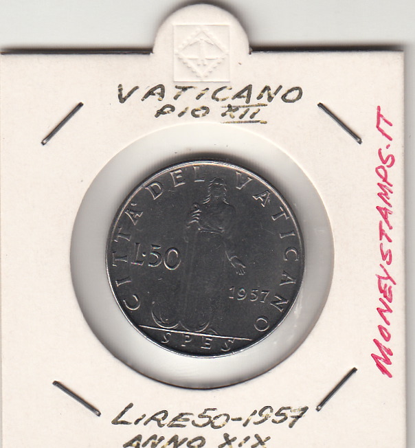 1957 50 Lire  Anno XIX Acmonital Pio XII