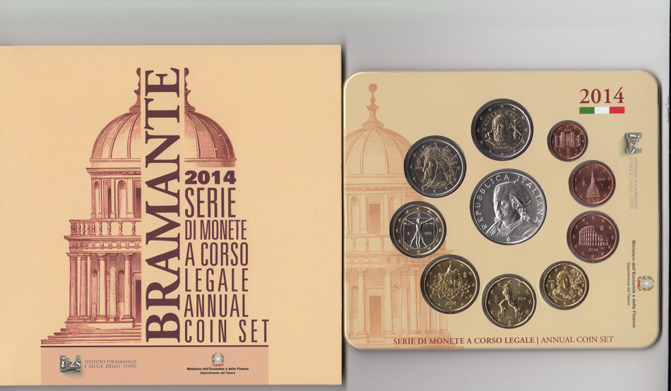 2014 - Divisionale 10 Valori Italia Argento 5 Euro Bramante