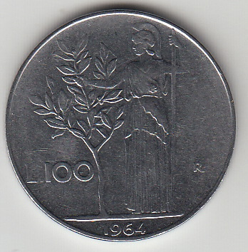 1964 Lire 100 Minerva Conservazione BB Italia