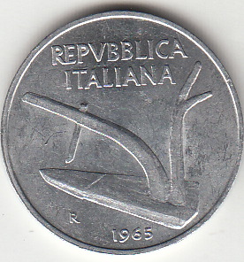 1965 Lire 10 Spiga Circolata Italia