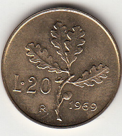 1969 Lire 20 Conservazione Fior di Conio Italia