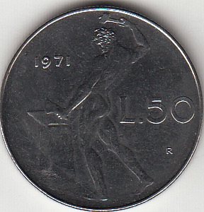 1971 Lire 50 Vulcano Conservazione Fior di Conio Italia