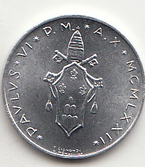 1972 Anno X - Lire 1 Fior di Conio Paolo VI