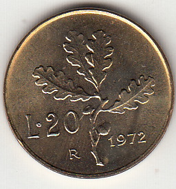 1972 Lire 20 Conservazione Fior di Conio Italia