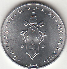 1973 Anno XI - Lire 1 Fior di Conio Paolo VI