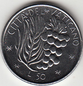 1977 Anno XV - Lire 50 Fior di Conio Paolo VI