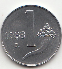 1983 Lire 1 Cornucopia Fior Di Conio Italia