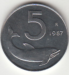 1987 Lire 5 Delfino Fior di Conio Italia